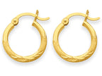 FJC Finejewelers 14k Yellow Gold Satin and Bright-cut 2mm Round Tube Hoop Earrings