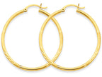 FJC Finejewelers 14k Yellow Gold Satin and Bright-cut 2mm Round Tube Hoop Earrings