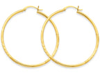 FJC Finejewelers 14k Yellow Gold Satin and Bright-cut 2mm Round Tube Hoop Earrings