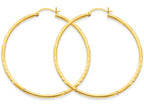 FJC Finejewelers 14k Yellow Gold Satin and Bright-cut 2mm Round Tube Hoop Earrings