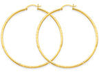 FJC Finejewelers 14k Yellow Gold Satin and Bright-cut 2mm Round Tube Hoop Earrings