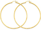 FJC Finejewelers 14k Yellow Gold Satin and Bright-cut 2mm Round Tube Hoop Earrings