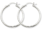 FJC Finejewelers 14k White Gold Bright-cut 2mm Round Tube Hoop Earrings