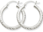 FJC Finejewelers 14k White Gold Bright-cut 3mm Round Hoop Earrings