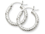 FJC Finejewelers 14k White Gold Bright-cut 3mm Round Hoop Earrings