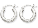 FJC Finejewelers 14k White Gold Bright-cut 3mm Round Hoop Earrings