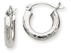 FJC Finejewelers 14k White Gold Bright-cut 3mm Round Hoop Earrings