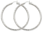 FJC Finejewelers 14k White Gold Bright-cut 3mm Round Hoop Earrings