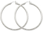 FJC Finejewelers 14k White Gold Bright-cut 3mm Round Hoop Earrings