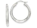 FJC Finejewelers 14k White Gold Satin and Bright-cut 3mm Round Hoop Earrings