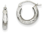 FJC Finejewelers 14k White Gold Satin and Bright-cut 3mm Round Hoop Earrings