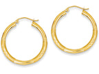 FJC Finejewelers 14k Yellow Gold Satin and Bright-cut 3mm Round Hoop Earrings