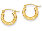 FJC Finejewelers 14k Yellow Gold Satin and Bright-cut 3mm Round Hoop Earrings