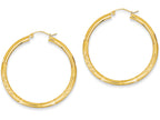 FJC Finejewelers 14k Yellow Gold Satin and Bright-cut 3mm Round Hoop Earrings
