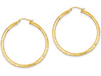FJC Finejewelers 14k Yellow Gold Satin and Bright-cut 3mm Round Hoop Earrings
