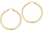 FJC Finejewelers 14k Yellow Gold Satin and Bright-cut 3mm Round Hoop Earrings