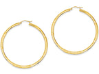 FJC Finejewelers 14k Yellow Gold Satin and Bright-cut 3mm Round Hoop Earrings