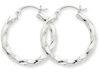 FJC Finejewelers 14k White Gold 3mm Twisted Hoop Earrings