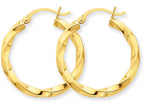 FJC Finejewelers 14k Yellow Gold Polished 3mm Twisted Hoop Earrings