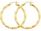 FJC Finejewelers 14k Yellow Gold Polished 3mm Twisted Hoop Earrings