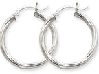FJC Finejewelers 14k White Gold Polished 3.25mm Twisted Hoop Earrings