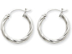 FJC Finejewelers 14k White Gold Polished 3.25mm Twisted Hoop Earrings