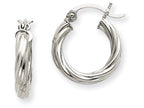 FJC Finejewelers 14k White Gold Polished 3.25mm Twisted Hoop Earrings