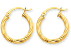 FJC Finejewelers 14k Yellow Gold Polished 3.25mm Twisted Hoop Earrings