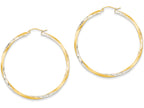 FJC Finejewelers 14k Yellow Gold and Rhodium Bright-cut 2.5mm Twisted Hoop Earrings