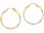 FJC Finejewelers 14k Yellow Gold and Rhodium Bright-cut 2.5mm Twisted Hoop Earrings