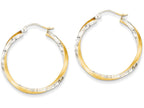 FJC Finejewelers 14k Yellow Gold and Rhodium Bright-cut 2.5mm Twisted Hoop Earrings