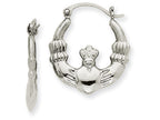 FJC Finejewelers 14k White Gold Claddagh Hoop Earrings