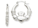 FJC Finejewelers 14k White Gold Claddagh Hoop Earrings