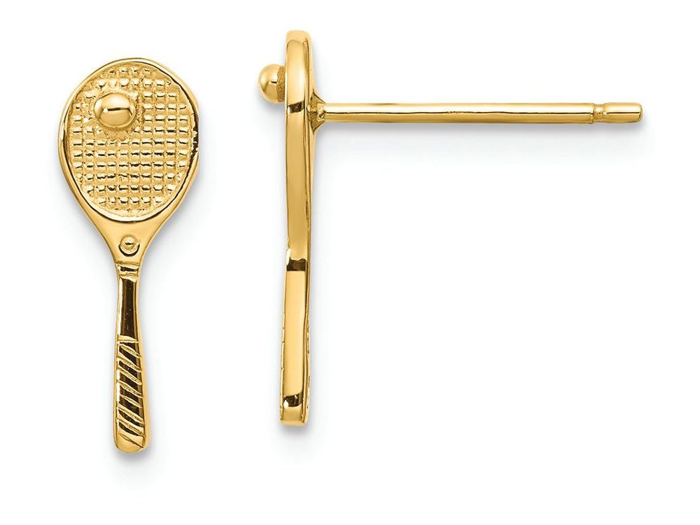 FJC Finejewelers 14k Yellow Gold Mini Tennis Racquet with Ball Post Earrings