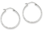FJC Finejewelers 14k White Gold Bright-cut 2.8x25mm Hollow Hoop Earrings