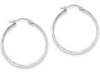 FJC Finejewelers 14k White Gold Bright-cut 2.8x30mm Hollow Hoop Earrings
