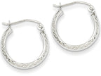 FJC Finejewelers 14k White Gold Bright-cut 3.5x17mm Hollow Hoop Earrings