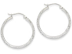 FJC Finejewelers 14k White Gold Bright-cut 3.5x28mm Hollow Hoop Earrings