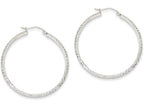 FJC Finejewelers 14k White Gold Bright-cut 3.5x38mm Hollow Hoop Earrings