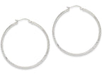 FJC Finejewelers 14k White Gold Bright-cut 3.5x46mm Hollow Hoop Earrings