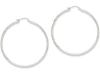 FJC Finejewelers 14k White Gold Bright-cut 3.5x52mm Hollow Hoop Earrings