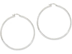 FJC Finejewelers 14k White Gold Bright-cut 3.5x65mm Hollow Hoop Earrings