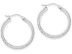 FJC Finejewelers 14k White Gold Knife Edge Bright-cut 2.5x25mm Hoop Earrings