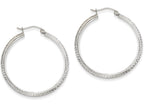 FJC Finejewelers 14k White Gold Knife Edge Bright-cut 2.5x25mm Hoop Earrings