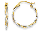 FJC Finejewelers 14 kt Two Tone Gold Polished1.8mm Twisted Hoop Earrings