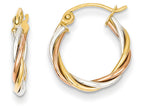 FJC Finejewelers 14 kt Tri Color Gold Polished 2.5mm Twisted Hoop Earrings