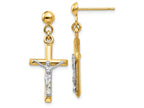 FJC Finejewelers 14k Two-tone Gold Hollow Crucifix Earrings