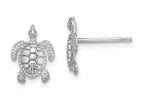 FJC Finejewelers 14k White Gold White Sea Turtle Post Earrings Polish Textured