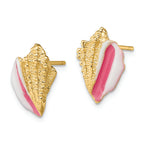 FJC Finejewelers 14k Yellow Gold Enamel Conch Shell Post Earringspink White