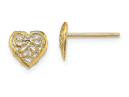 FJC Finejewelers 14k Yellow Gold Filigree Heart Post Earrings